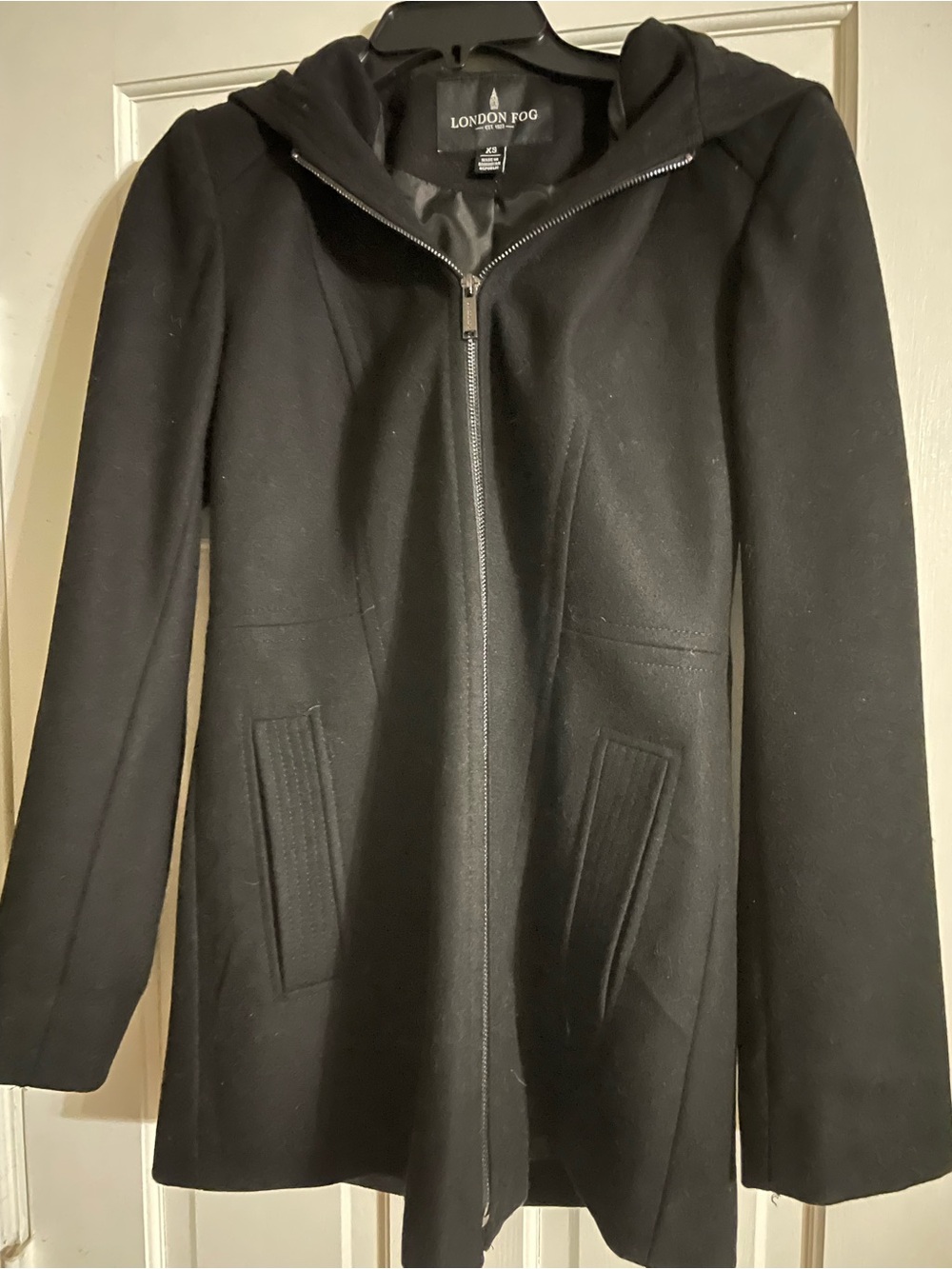 London Fog Women’s Black Hooded Zip Coat